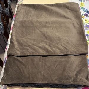 2 Chocolate brown velvet 20” square, zippered pillow covers.